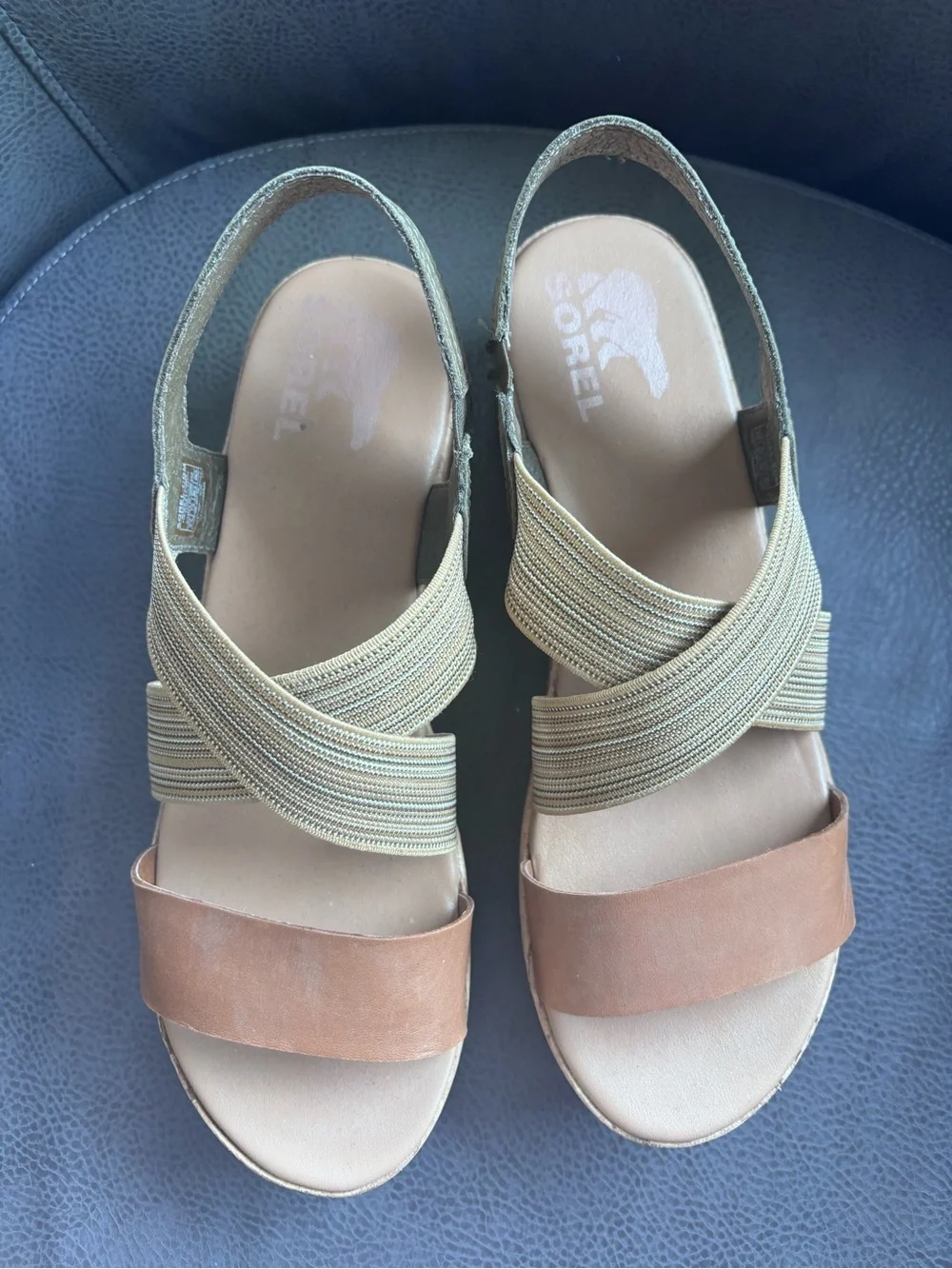 Sorel Black Platform Cork-Style Sandals
